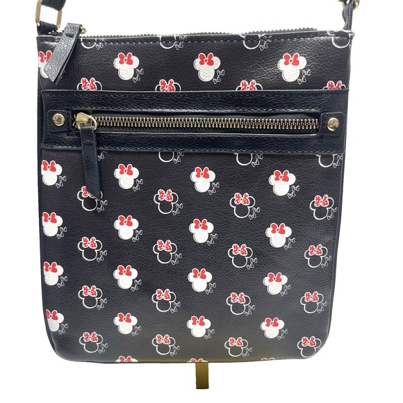 Disney Handbags - Disney Minnie Mouse Girl's Crossbody Tote Ears Bow Zipper Adjustable Strap Black